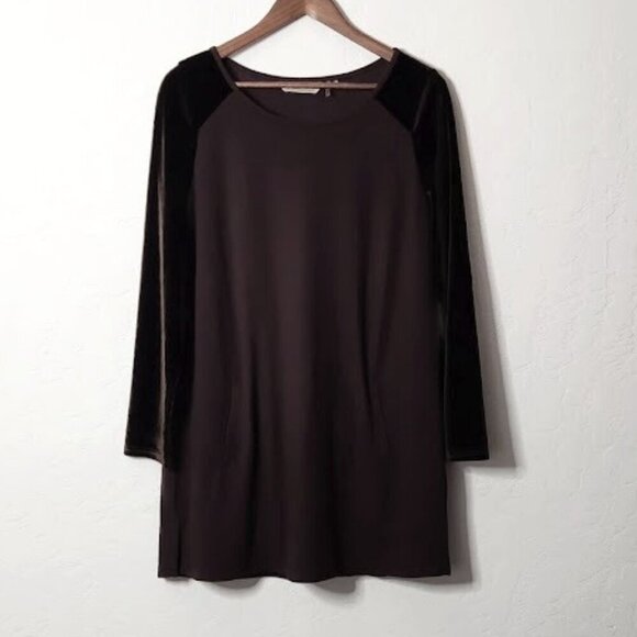 Soft Surroundings Women's Velvet Sleeve Tunic Blouse Size Small - Picture 1 of 5